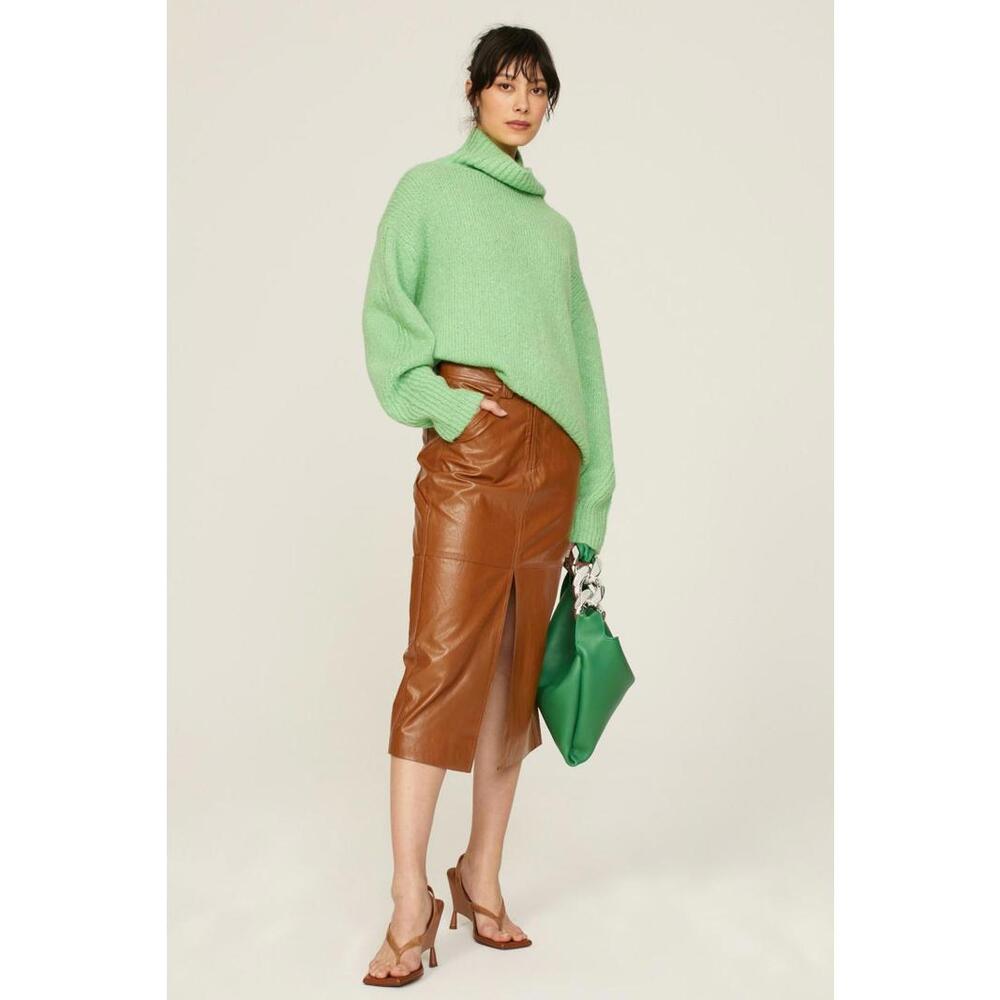 A.L.C. Alden Brown Faux Leather Skirt Size 8 with Stain
